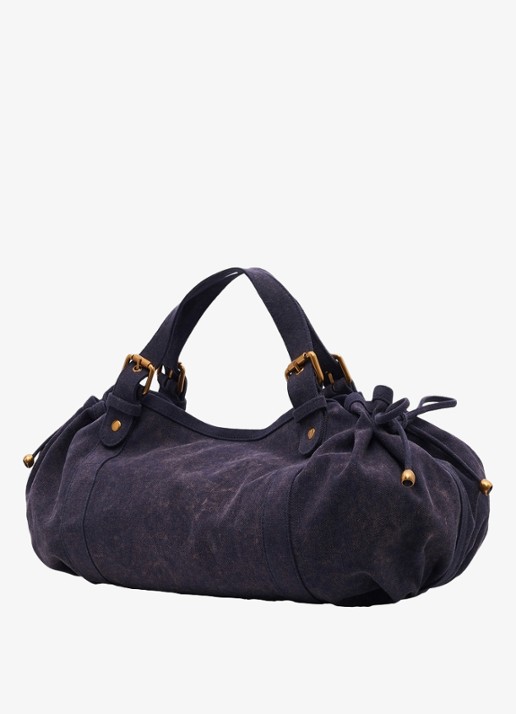 Gerard Darel 24 H handtas van canvas - detail donkerblauw