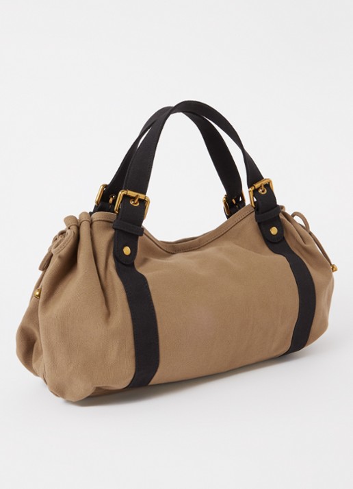 Gerard Darel 24H handtas van canvas - achterkant 4 lichtbruin