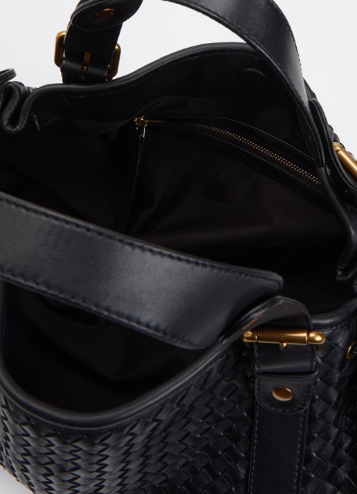 Gerard Darel 24H handtas van leer met gevlochten detail - detail 2 zwart