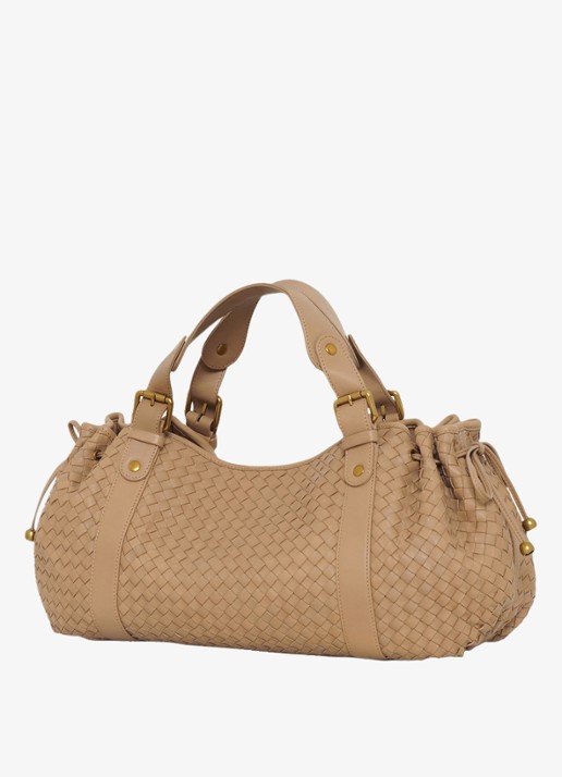 Gerard Darel 24H handtas van leer met gevlochten detail - detail 2 camel