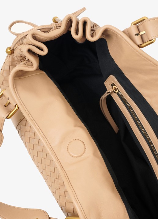 Gerard Darel 24H handtas van leer met gevlochten detail - detail 3 camel