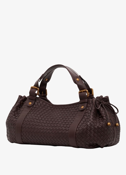 Gerard Darel 24H handtas van leer met geweven detail - detail 2 donkerrood