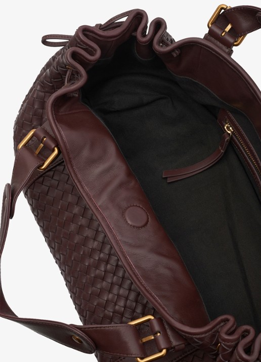Gerard Darel 24H handtas van leer met geweven detail - detail 3 donkerrood