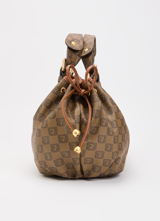 Gerard Darel 24H handtas van leer met logoprint  - detail 3 bruin