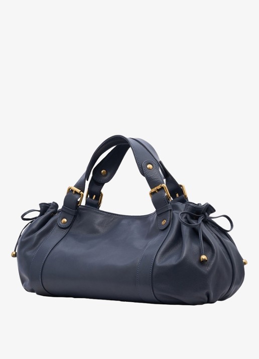 Gerard Darel 24H handtas van leer - detail blauwgrijs