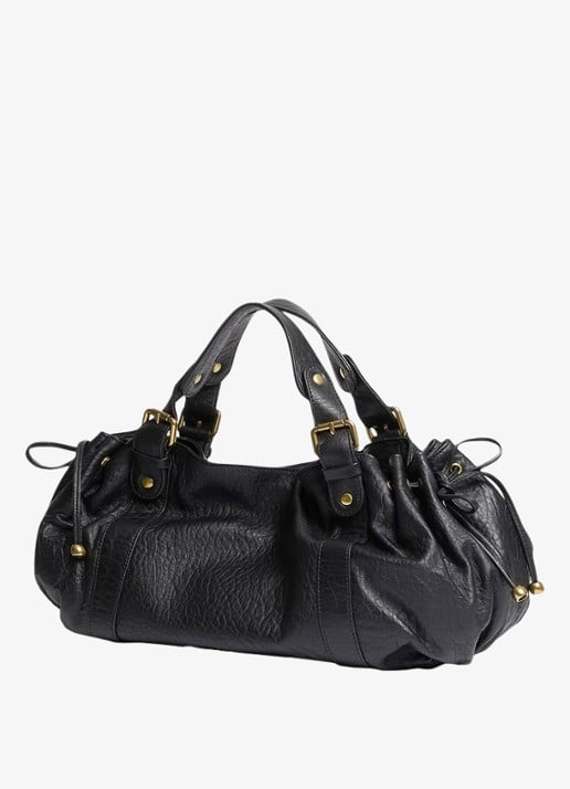 Gerard Darel 24H handtas van pebbled schapenleer  - detail zwart