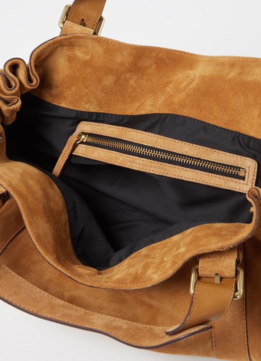 Gerard Darel 24H handtas van suéde met trekkoord - detail 2 camel