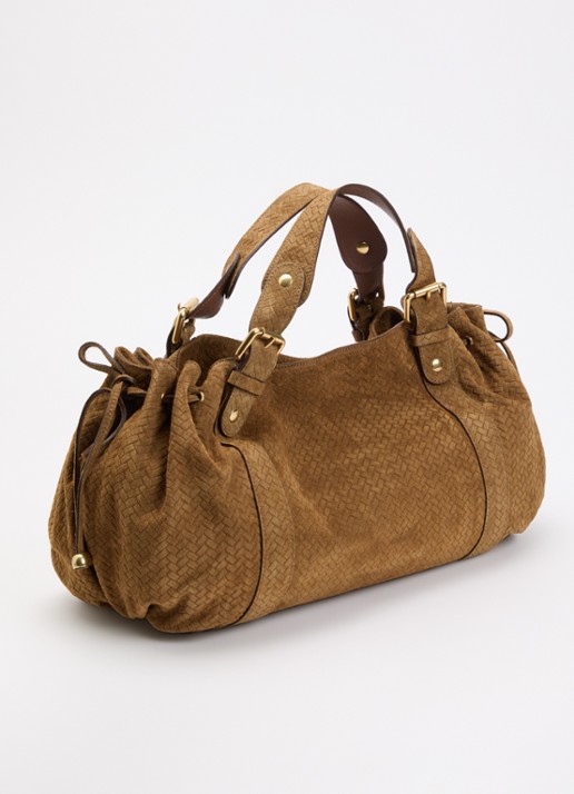 Gerard Darel 24H handtas van suède - achterkant 5 cognac