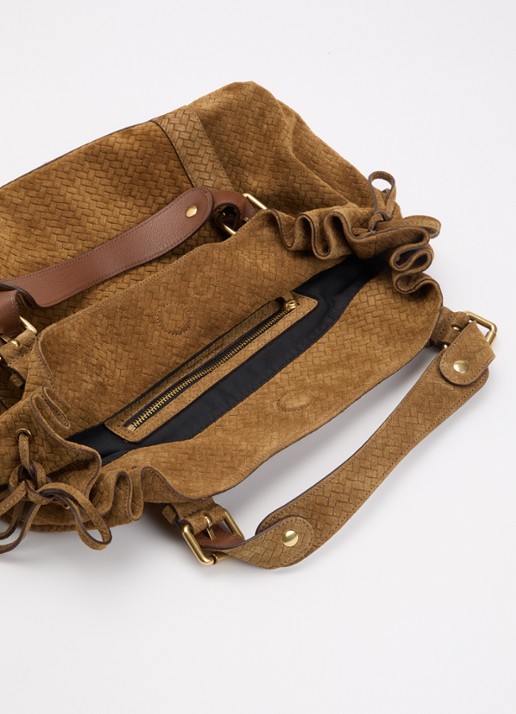 Gerard Darel 24H handtas van suède - detail 2 cognac