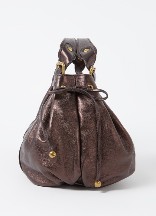 Gerard Darel 24H schoudertas van leer met metallic finish - detail 3 kastanjebruin