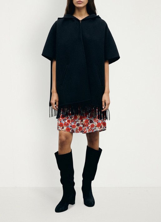 Gerard Darel Ady cape in wolblend met franjes