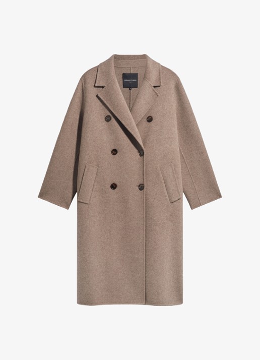 Gerard Darel Aela double-breasted mantel in wolblend - voorkant 4 beige