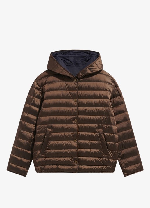 Gerard Darel Afra reversible gewatteerd jack met capuchon - voorkant bruin