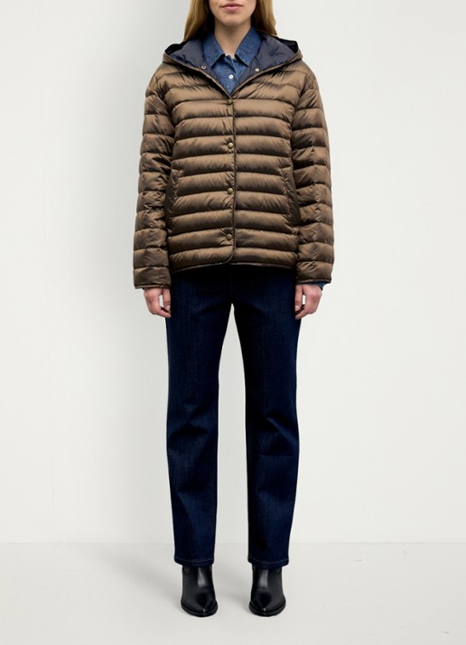Gerard Darel Afra reversible gewatteerd jack met capuchon - voorkant 2 bruin