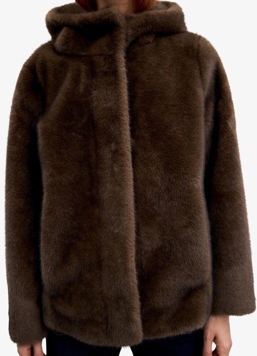 Gerard Darel Agate jas van imitatiebont - detail naturel