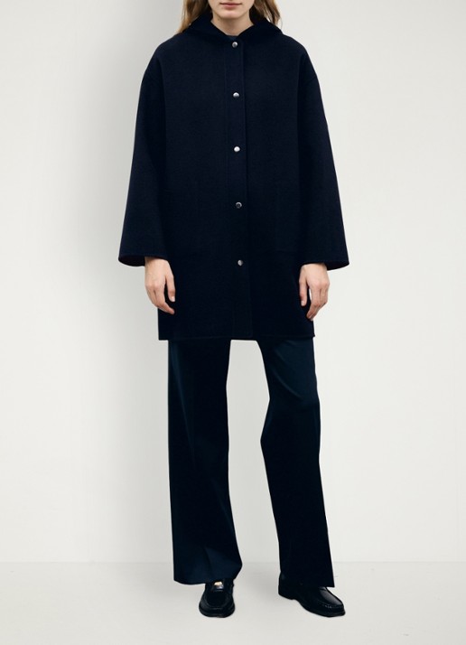 Gerard Darel Aley reversible mantel van wol met capuchon - detail 4 blauw