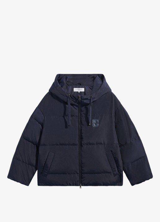 Gerard Darel Alie puffer jack met donsvulling en capuchon - voorkant blauw