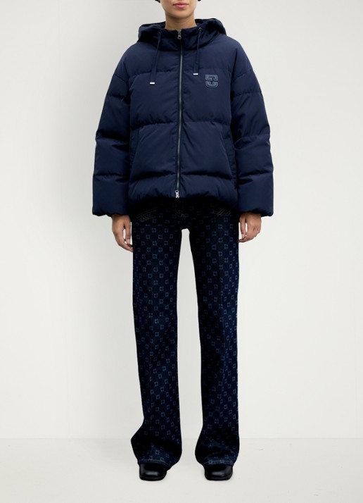 Gerard Darel Alie puffer jack met donsvulling en capuchon - voorkant 2 blauw