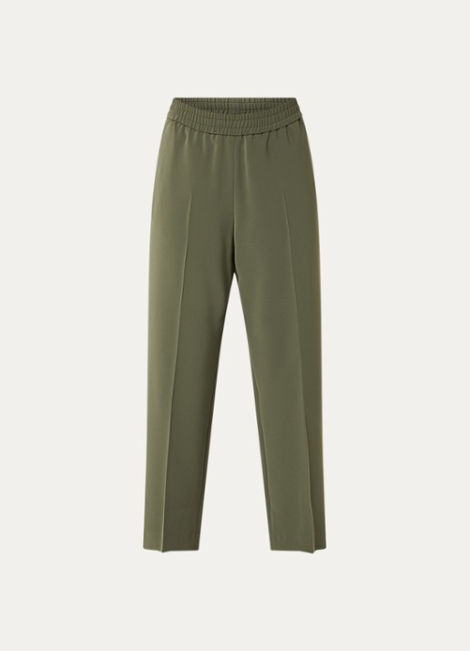 Gerard Darel Aliette high waist straight fit cropped pantalon met steekzakken - voorkant mosgroen
