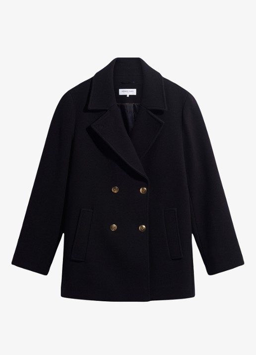 Gerard Darel Alis korte mantel in wolblend - voorkant 3 blauw