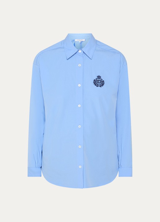 Gerard Darel Alix blouse met borduring - voorkant 2 blauwgrijs