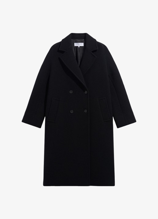 Gerard Darel Aliz double-breasted mantel in wolblend - voorkant 6 zwart