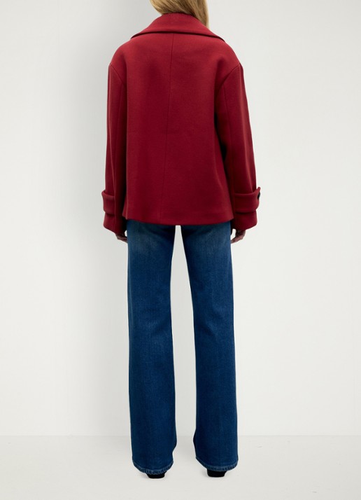 Gerard Darel Alla korte mantel in wolblend - achterkant 6 rood