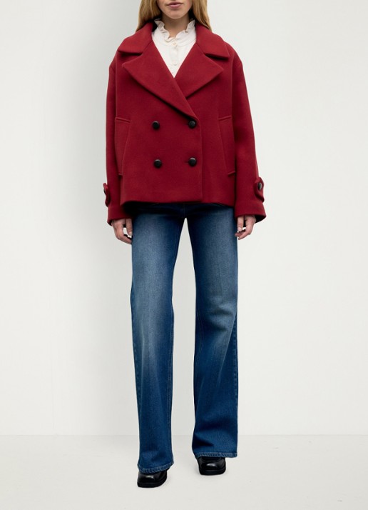 Gerard Darel Alla korte mantel in wolblend - detail rood