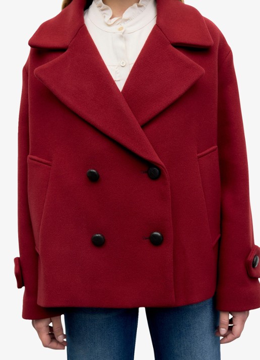 Gerard Darel Alla korte mantel in wolblend - detail 2 rood