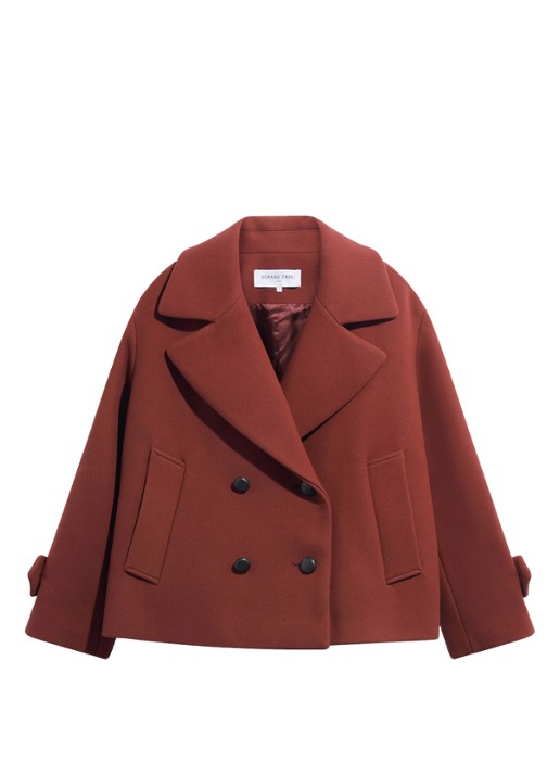 Gerard Darel Alla korte mantel in wolblend - voorkant 4 rood