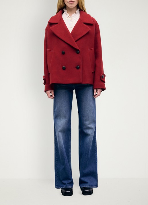 Gerard Darel Alla korte mantel in wolblend - voorkant 5 rood