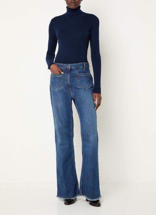 Gerard Darel Amandie high waist wide leg jeans met medium wassing - voorkant 4 indigo