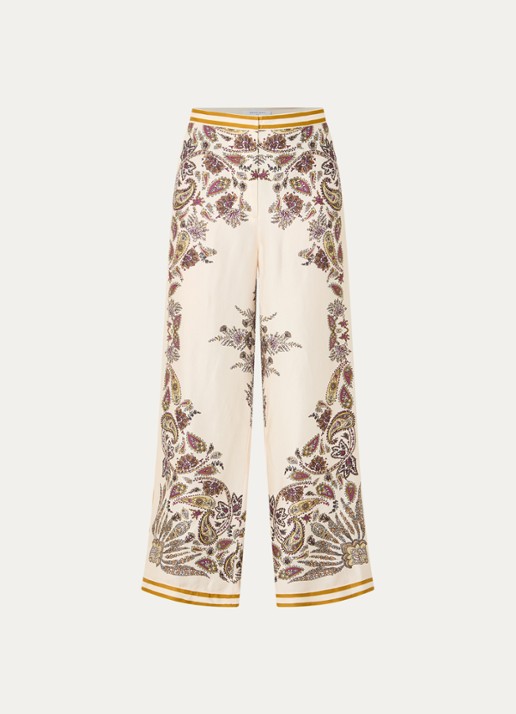 Gerard Darel Amanya high waist loose fit broek met print - voorkant beige