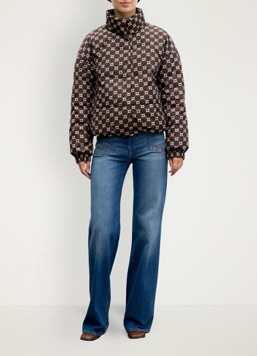 Gerard Darel Amar puffer jack met monogram dessin - detail bruin