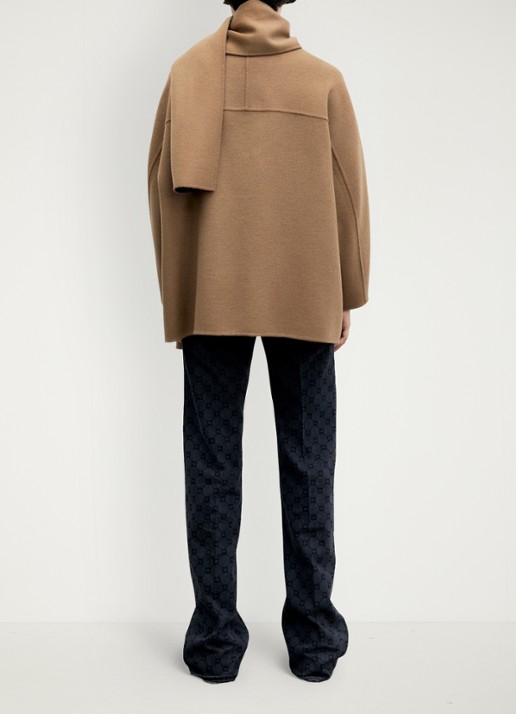 Gerard Darel Amia reversible jack van wol met sjaalkraag - achterkant 5 camel