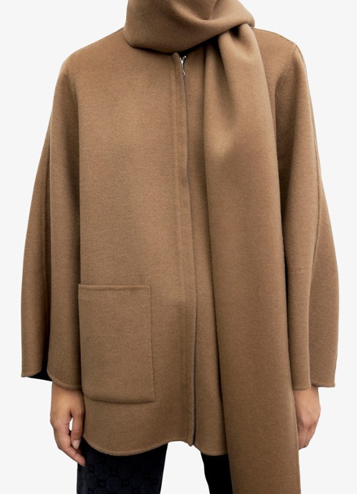 Gerard Darel Amia reversible jack van wol met sjaalkraag - detail 4 camel