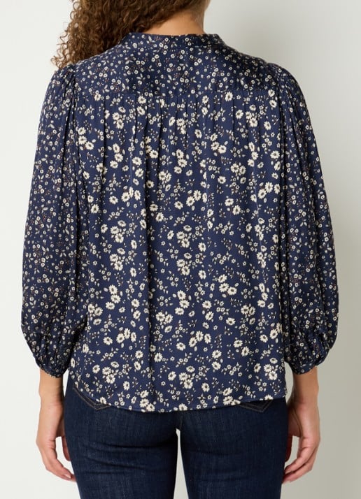 Gerard Darel Anaelle blouse met bloemenprint - achterkant 2 donkerblauw