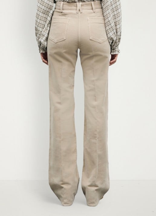 Gerard Darel Anna high waist flared jeans van corduroy - achterkant 3 beige