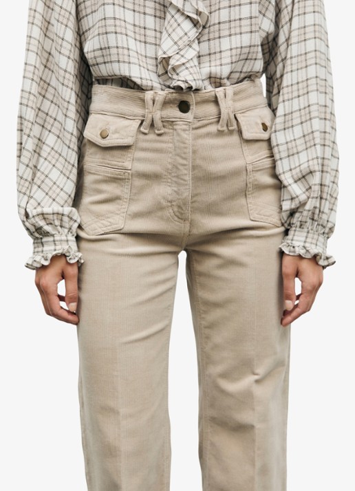 Gerard Darel Anna high waist flared jeans van corduroy - detail 4 beige
