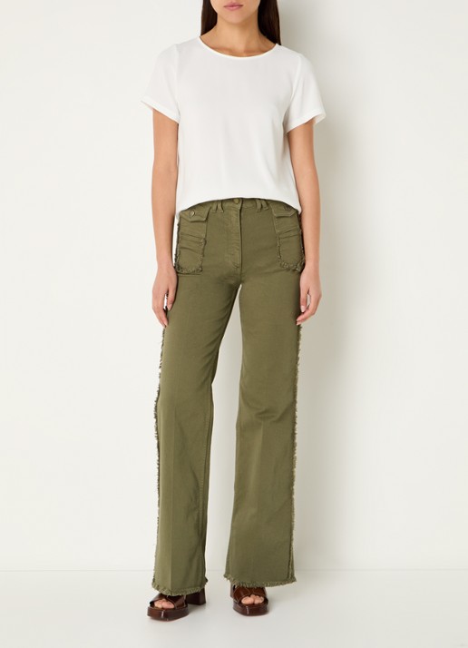 Gerard Darel ANNA high waist straight leg jeans met gekleurde wassing - voorkant 4 legergroen