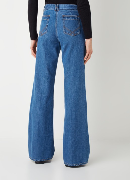 Gerard Darel Anna mid waist wide leg jeans met klepzakken - achterkant 5 indigo