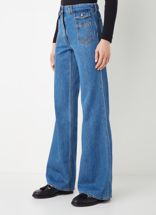Gerard Darel Anna mid waist wide leg jeans met klepzakken - detail 2 indigo