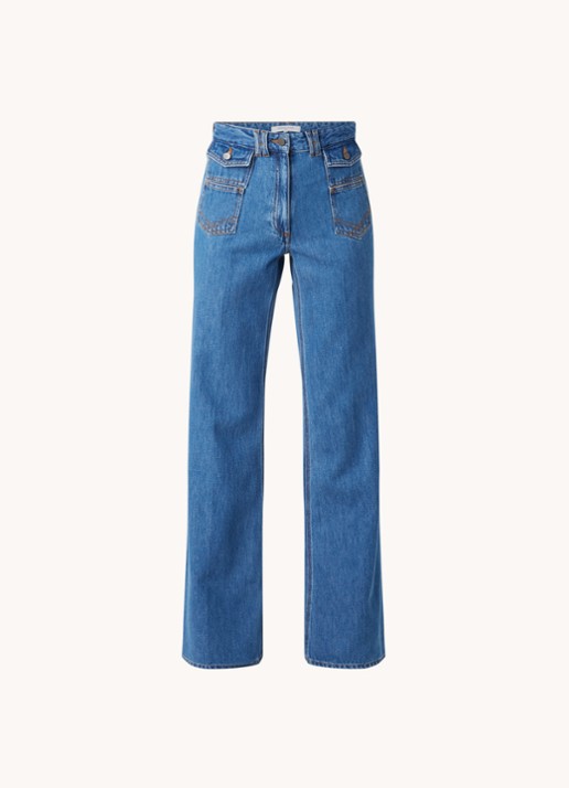 Gerard Darel Anna mid waist wide leg jeans met klepzakken - voorkant 3 indigo