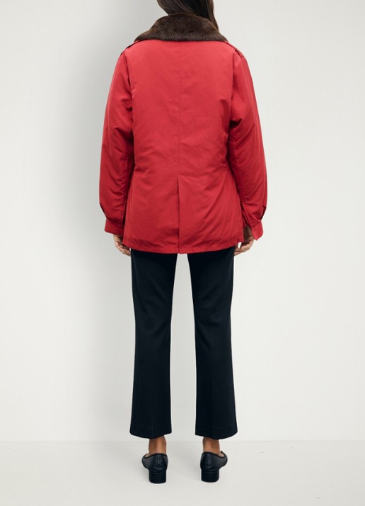 Gerard Darel Antmer parka met afneembare kraag van imitatiebont - achterkant 3 rood
