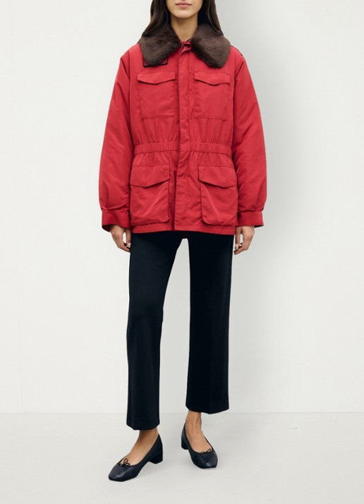 Gerard Darel Antmer parka met afneembare kraag van imitatiebont - detail 5 rood