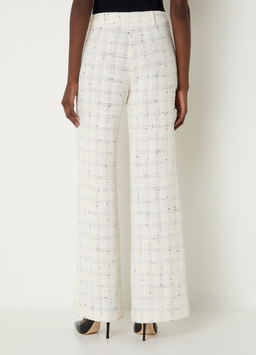 Gerard Darel Ariela mid waist flared fit broek met ruitdessin - achterkant creme