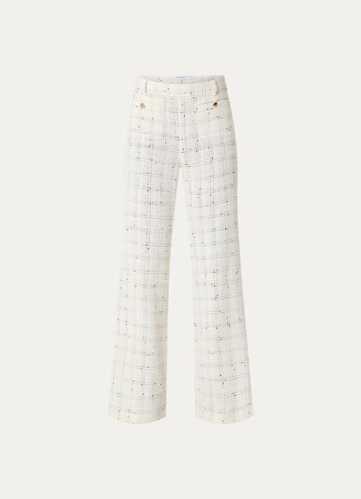Gerard Darel Ariela mid waist flared fit broek met ruitdessin - voorkant 2 creme
