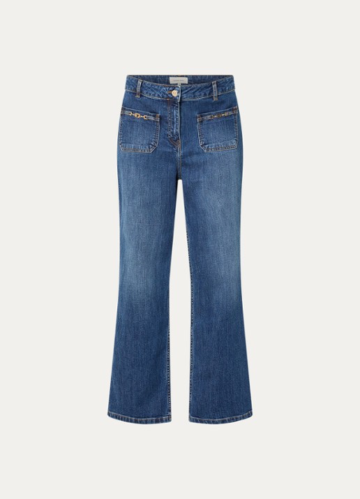 Gerard Darel Arlina high waist wide leg jeans met medium wassing - voorkant 2 indigo