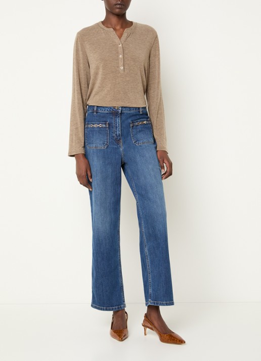 Gerard Darel Arlina high waist wide leg jeans met medium wassing - voorkant 3 indigo