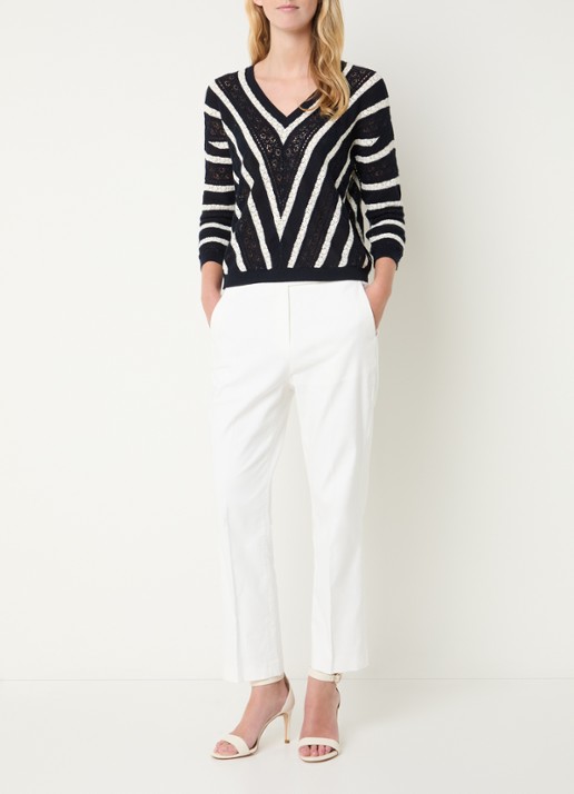 Gerard Darel Auria high waist cropped slim fit pantalon met steekzakken - voorkant 2 gebroken wit